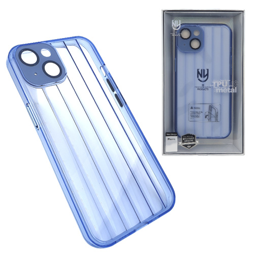 Чехол-крышка ny tpu+pc metal с закрытой камерой для iphone 13 голубой