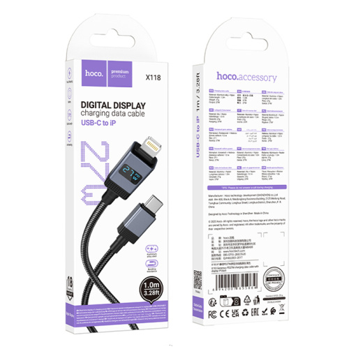 Кабель type-c hoco x118 lightning черный