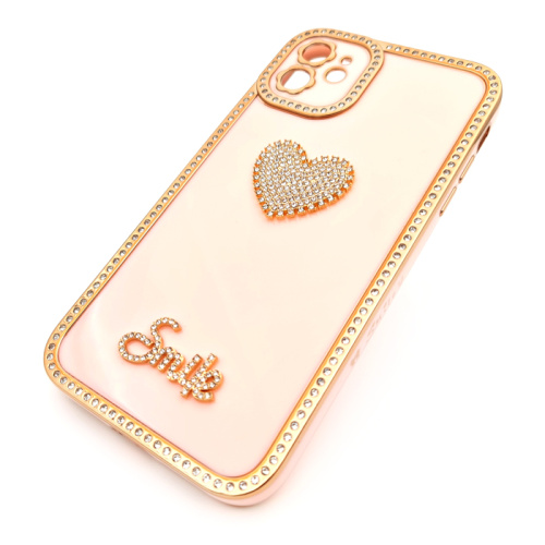 Чехол-силикон smile сердечко для iphone 11 розовый