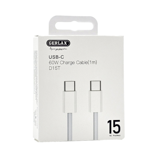 Кабель type-c gerlax d15t type-c (60w) белый 1+1