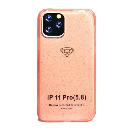 Чехол-силикон блеск прозрачный iphone 11pro розовый