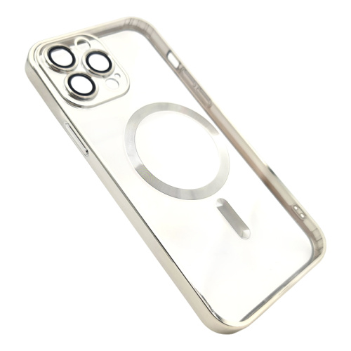 Чехол силикон magnetic для iphone 13 pro max (6.7) (в пакетике) серебристый