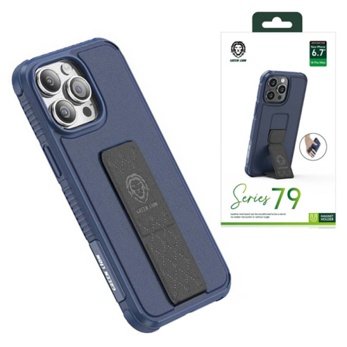 Чехол-крышка green lion series 79 leather stand для iphone 14 pro сине-черный
