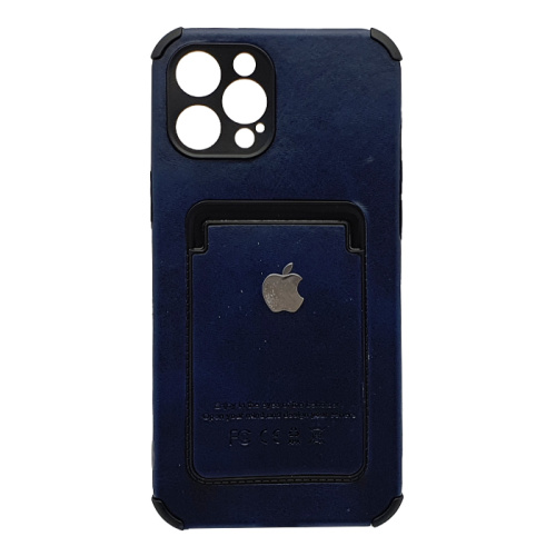 Чехол-силикон под кожу с закрытой камерой с визитницей для iphone 12pro max (6.7) синий