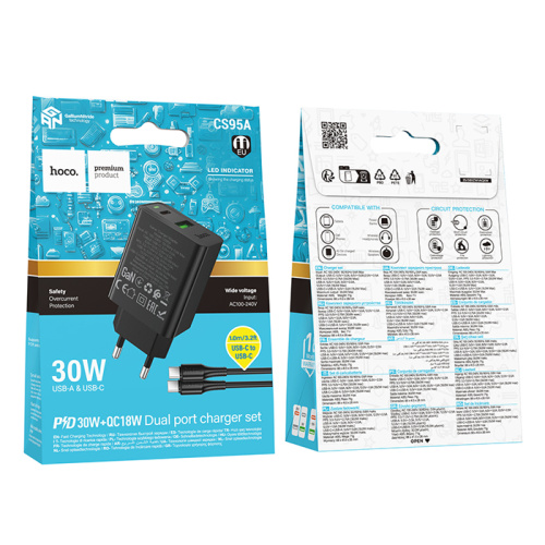 Сзу hoco cs95a (type-c to type-c 30w) черное