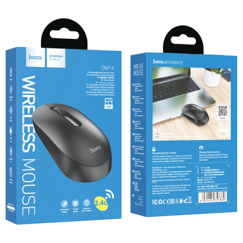 Мышь hoco gm14 platinum беспроводная черная