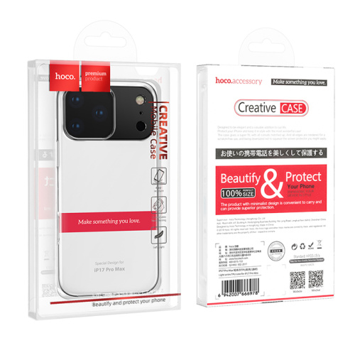 Чехол-силикон hoco light series tpu case iphone 17 pro max прозрачный