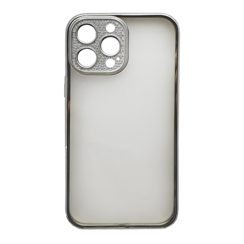 Чехол силикон coque стразы для iphone 13 pro серебристый