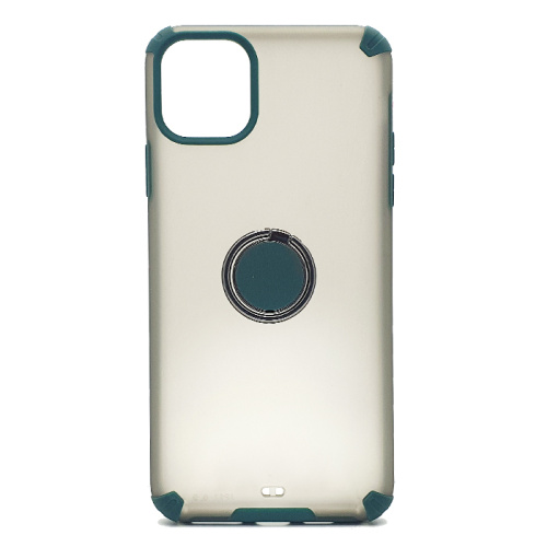Чехол-крышка темно-матовый кантик с кольцом для iphone 11 pro max (6.5) зеленый