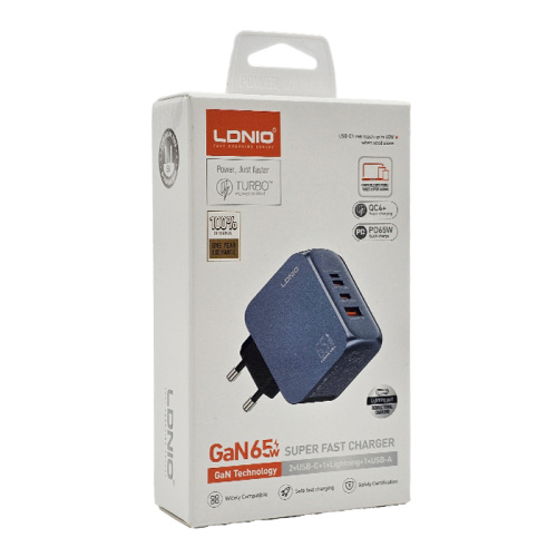 Сзу ldnio q7 usb/usb-a (gan65w) синяя