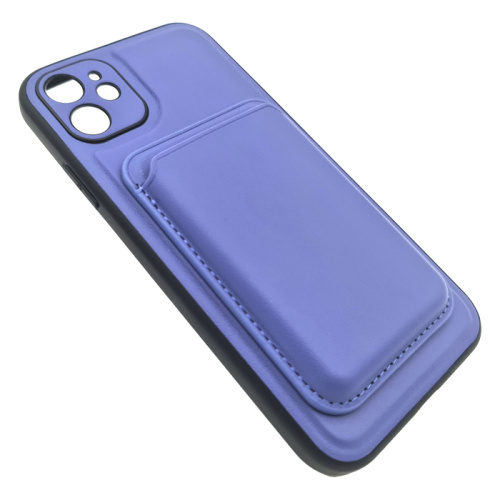 Чехол-силикон под кожу без лого с визитницей для iphone 11 (6.1) синий