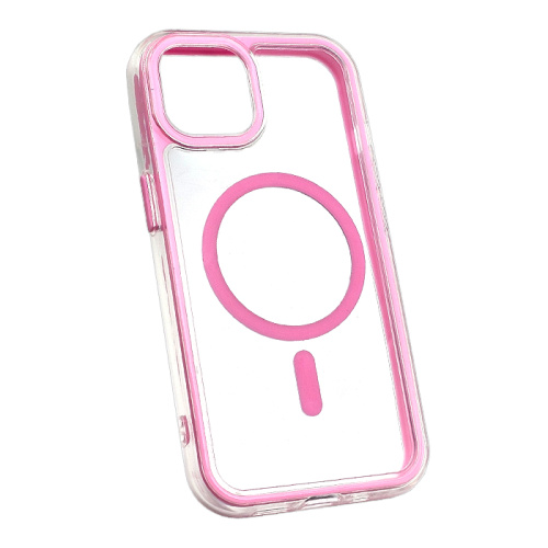 Чехол-крышка прозрачный #012 с цветными рамками для iphone 11 розовый