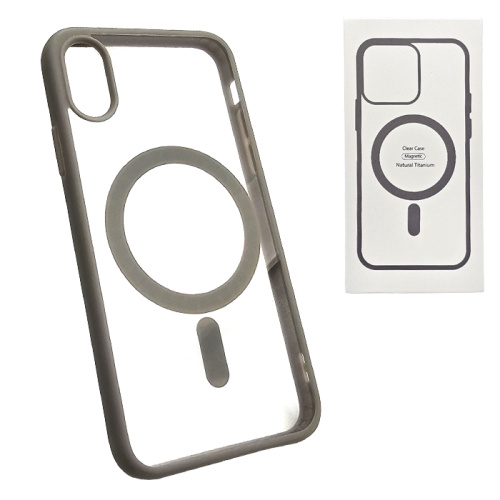 Чехол-силикон clear case magsafe (magnetic) для iphone xs титан