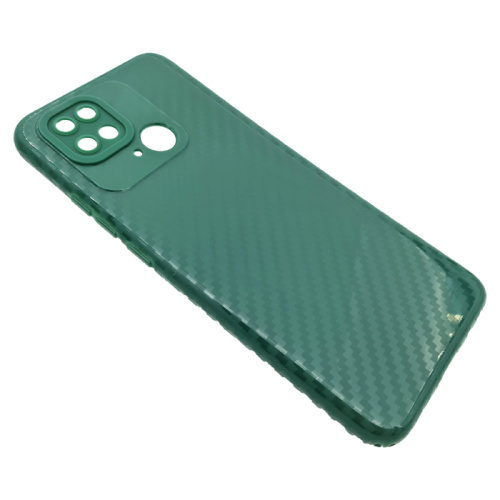 Чехол-силикон глянец carbon xiaomi redmi 10c зеленый