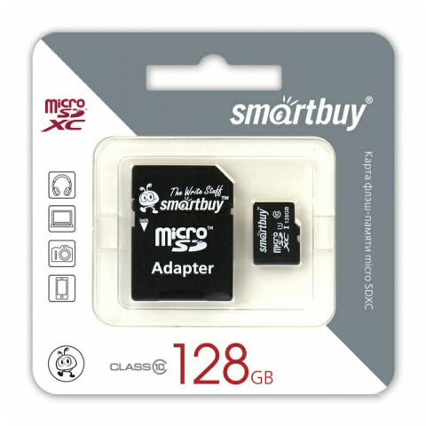 Micro sd 128gb smartbuy class10 с адаптером