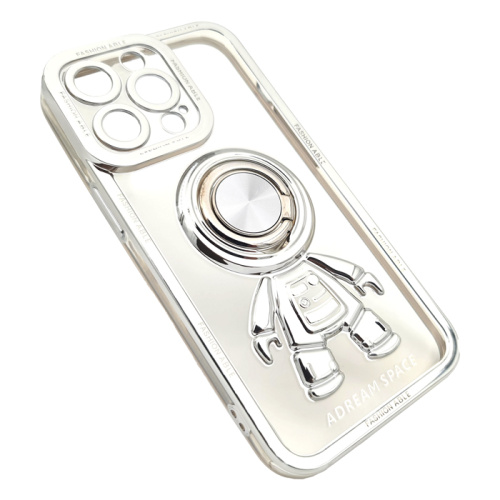 Чехол-силикон adream spaces с кольцом для iphone 14 pro серебристый