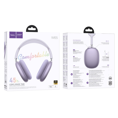 Беспроводные наушники hoco w65 с микрофоном (большие) фиолетовый