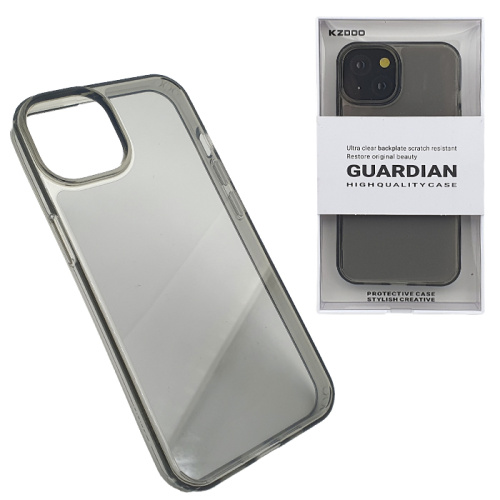 Чехол-силикон kzdoo guardian для iphone 13/14 темно-прозрачный