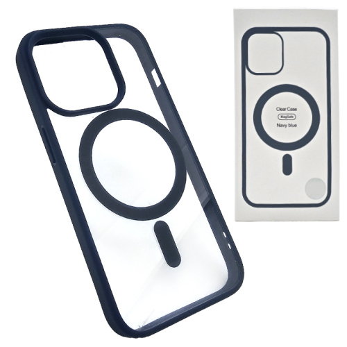Чехол-силикон clear case magsafe (magnetic) для iphone 15 pro max голубой