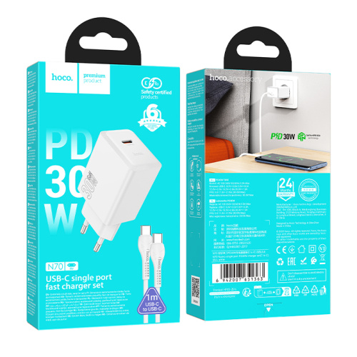 Сзу hoco n70 (type-c/type-c pd30w) белое