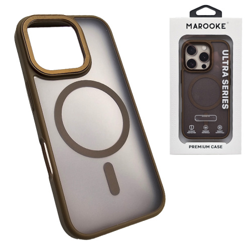 Чехол-крышка marooke m08 ultra series матовый с металлической рамкой для iphone 16 pro max корчневый