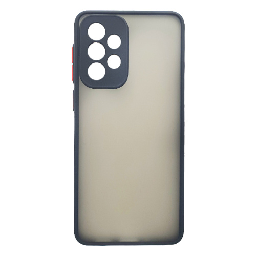 Чехол-силикон матовый закрытой камерой красные кнопки Samsung a53 5g черный