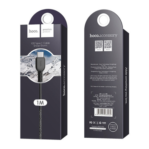 Кабель usb hoco x20 type-c 1m черный 