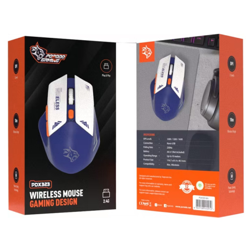 Мышь игровая porodo pdx323-bu беспроводная синяя