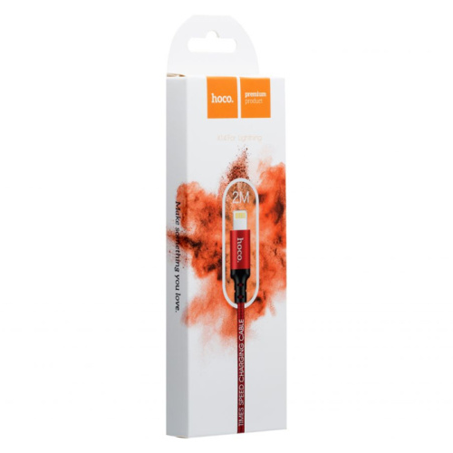 Кабель usb hoco x14 lightning 2m черно-красный 