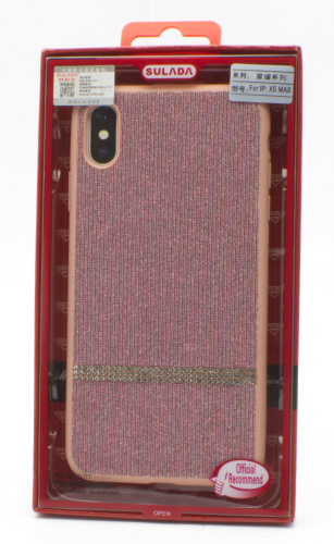 Чехол-крышка sulada стразы с полосой iphone хr розовая