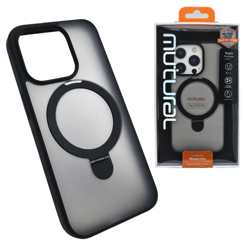 Чехол-крышка mutural с подставкой для iphone 15 pro черный