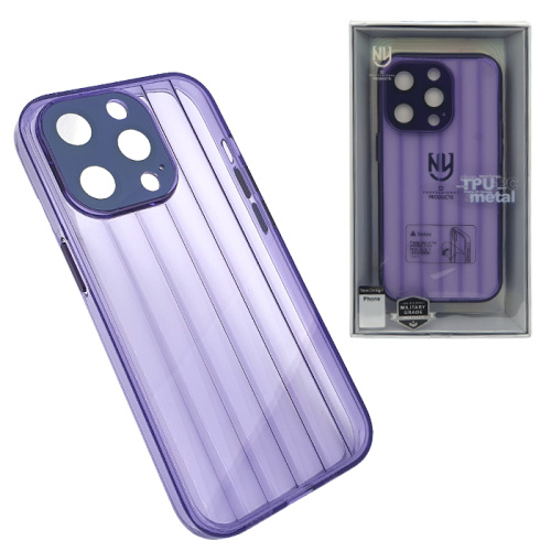 Чехол-крышка ny tpu+pc metal с закрытой камерой для iphone 14 pro фиолетовый