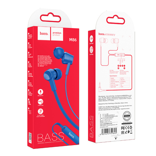 H/f (3.5mm) hoco m86 с микрофоном синий