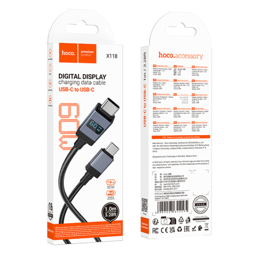 Кабель type-c hoco x118 type-c черный (***)