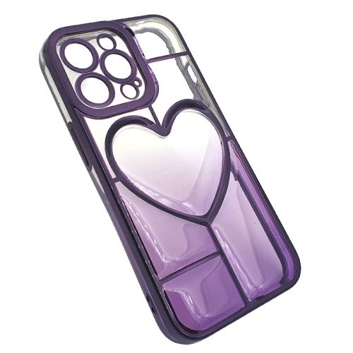 Чехол-силикон gradient heart с закрытой камерой для iphone 13 pro max фиолетовый