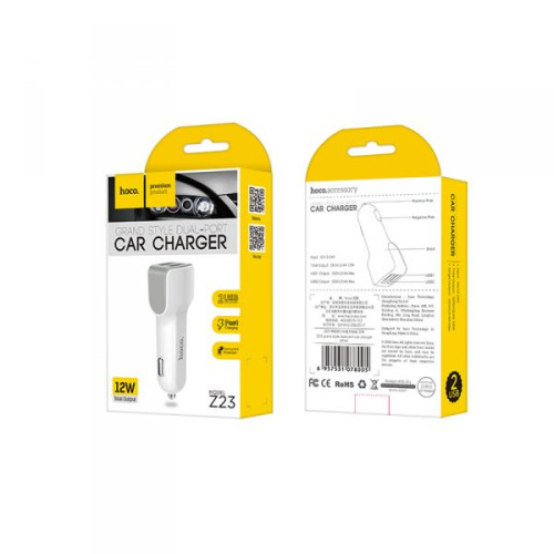 Азу hoco z23 (2usb/12w) белый