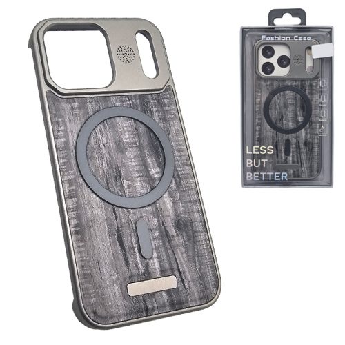 Чехол-крышка fashion wood magsafe для iphone 17 pro max серый