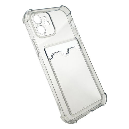 Чехол-силикон card holder iphone 12 (6.1) темно-прозрачный