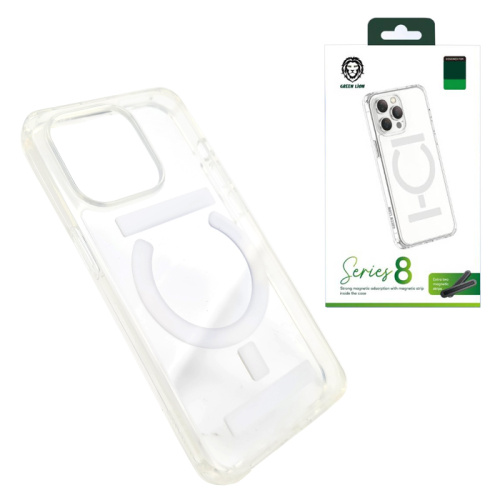 Чехол-крышка green lion series 8 strong magnetic для iphone 14 pro прозрачный