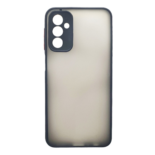 Чехол-силикон матовый закрытой камерой красные кнопки Samsung m23/m33/f23 черный