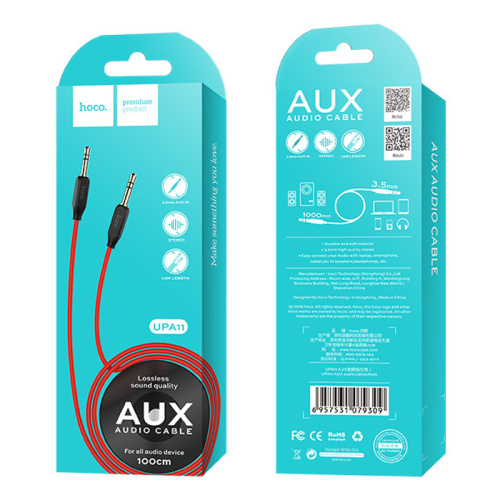 Шнур aux hoco upa11 3,5/3.5 1m черный