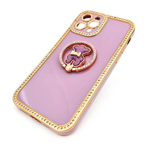 Чехол-силикон smile мишка для iphone 12 pro фиолетовый