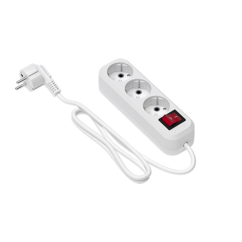 Сетевой удлинитель maxvi ps-430 2300вт (3 розеток) 3m белый