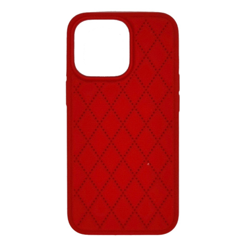 Чехол-крышка silicone case стеганый для iphone 13 pro красный