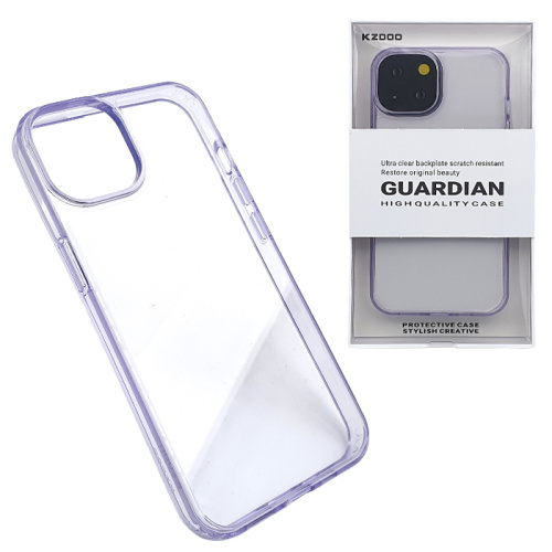 Чехол-силикон kzdoo guardian для iphone 13/14 прозрачно-фиолетовый