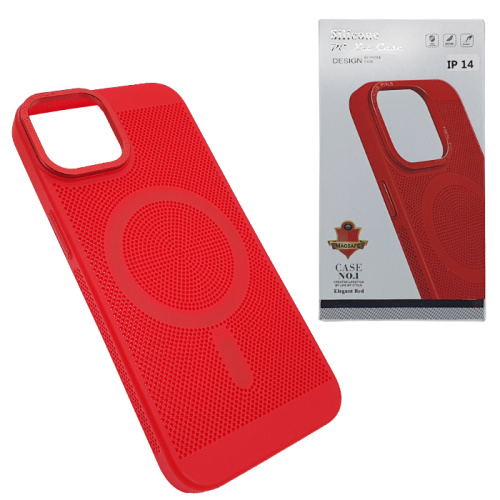 Чехол-крышка silicone pc net case magsafe для iphone 13/14 красный