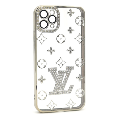 Чехол-силикон louis vuitton стразы для iphone 11 pro max (6.5) серебристый