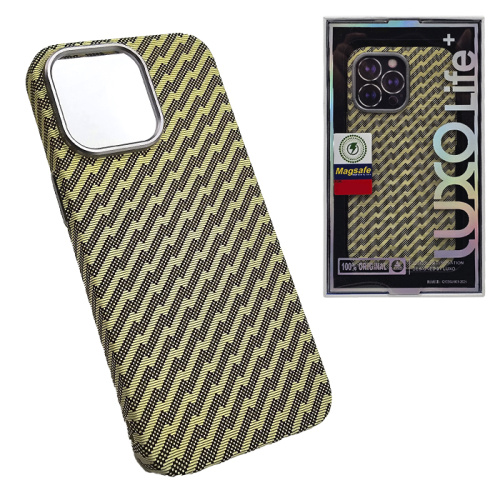 Чехол-крышка luxo life карбон zigzag magsafe iphone 15 желтый