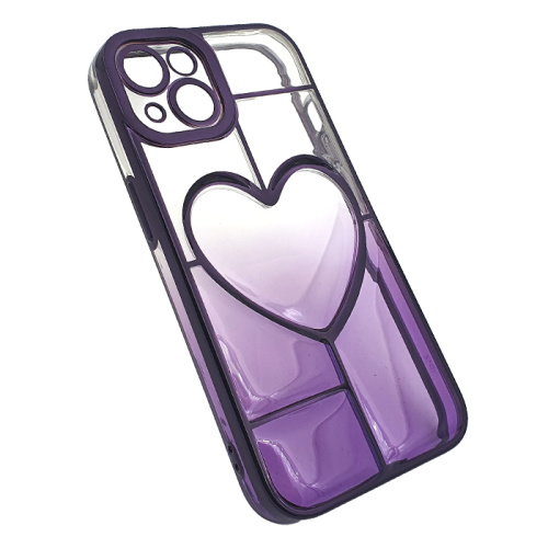 Чехол-силикон gradient heart с закрытой камерой для iphone 13 фиолетовый