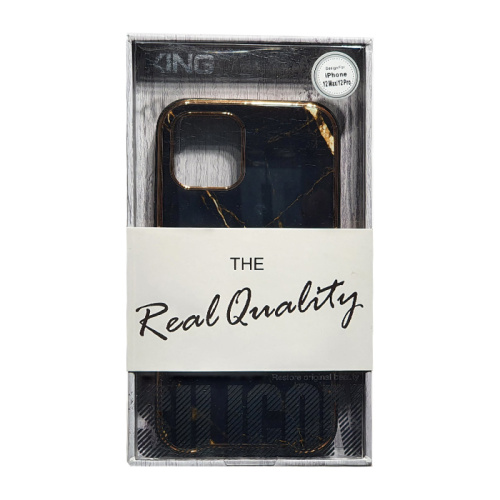 Чехол крышка king мрамор для iphone 12 pro (6.1) черный